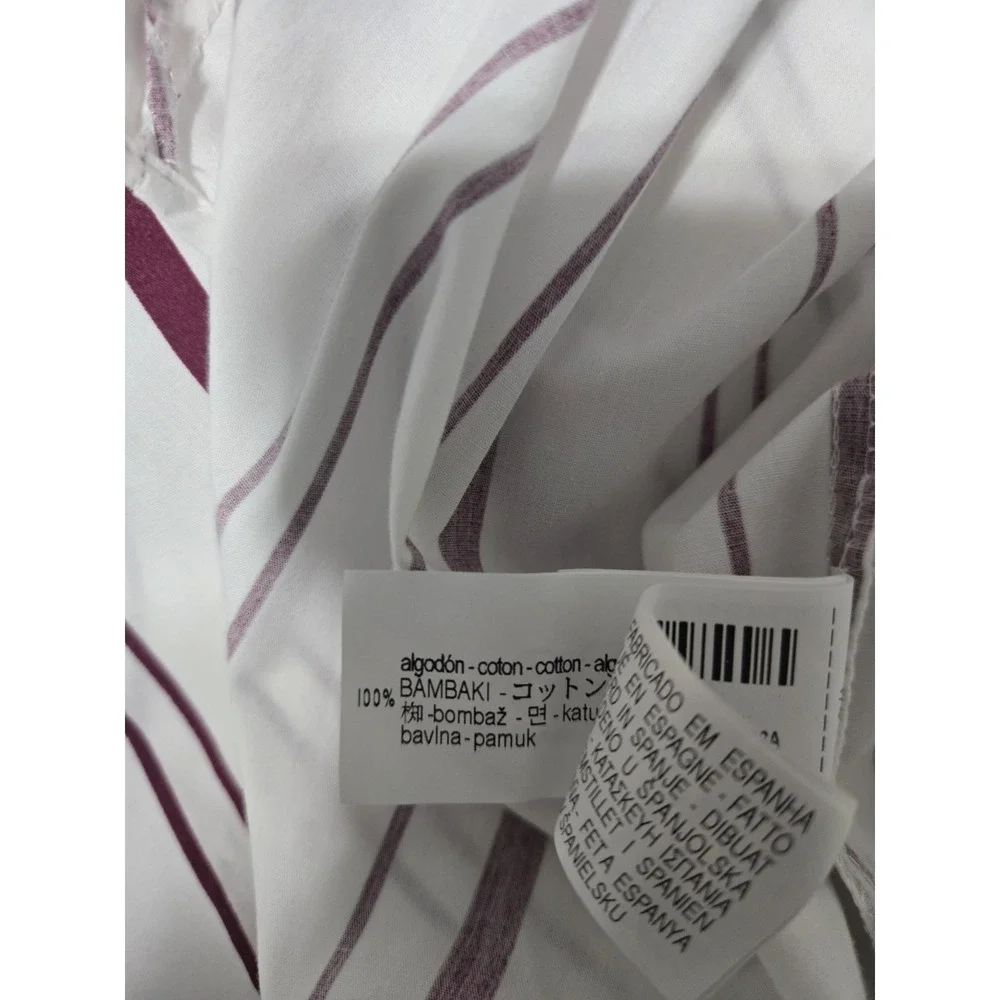Zara Striped Button Down Relaxed Fit 100% Cotton Burgundy White Size M NWOT - Picture 6 of 9